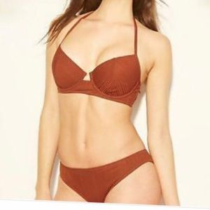 Shade and Shore women halter brown 2pc Bikini Swim